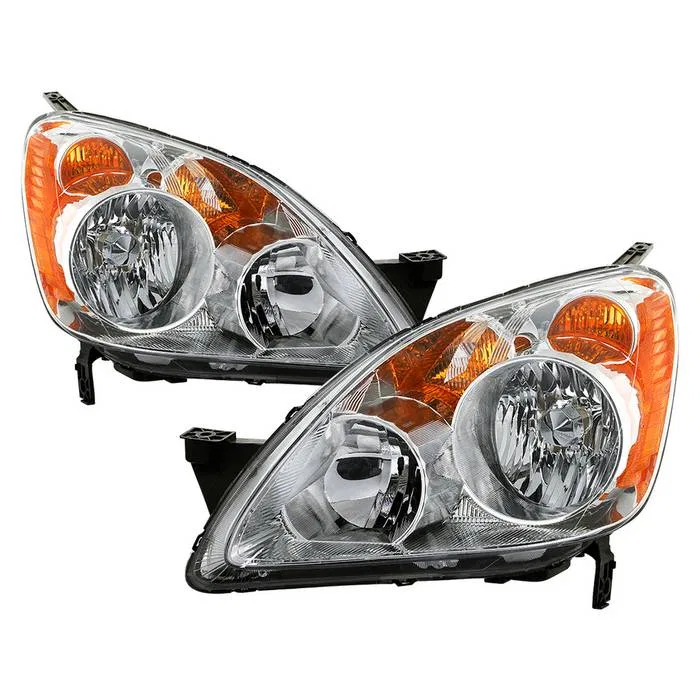 9945557 – SPYDER Headlight Assembly, OE Replacement Halogen Bulb Clear Lens Chrome Housing DOT/ SAE Approved Set Of 2